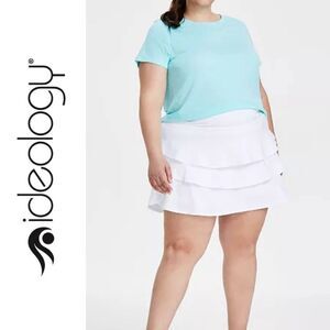 IDEOLOGY- NWT - L Sz 3X Performance Flounce Skort/Bright White/Built-In Shorts